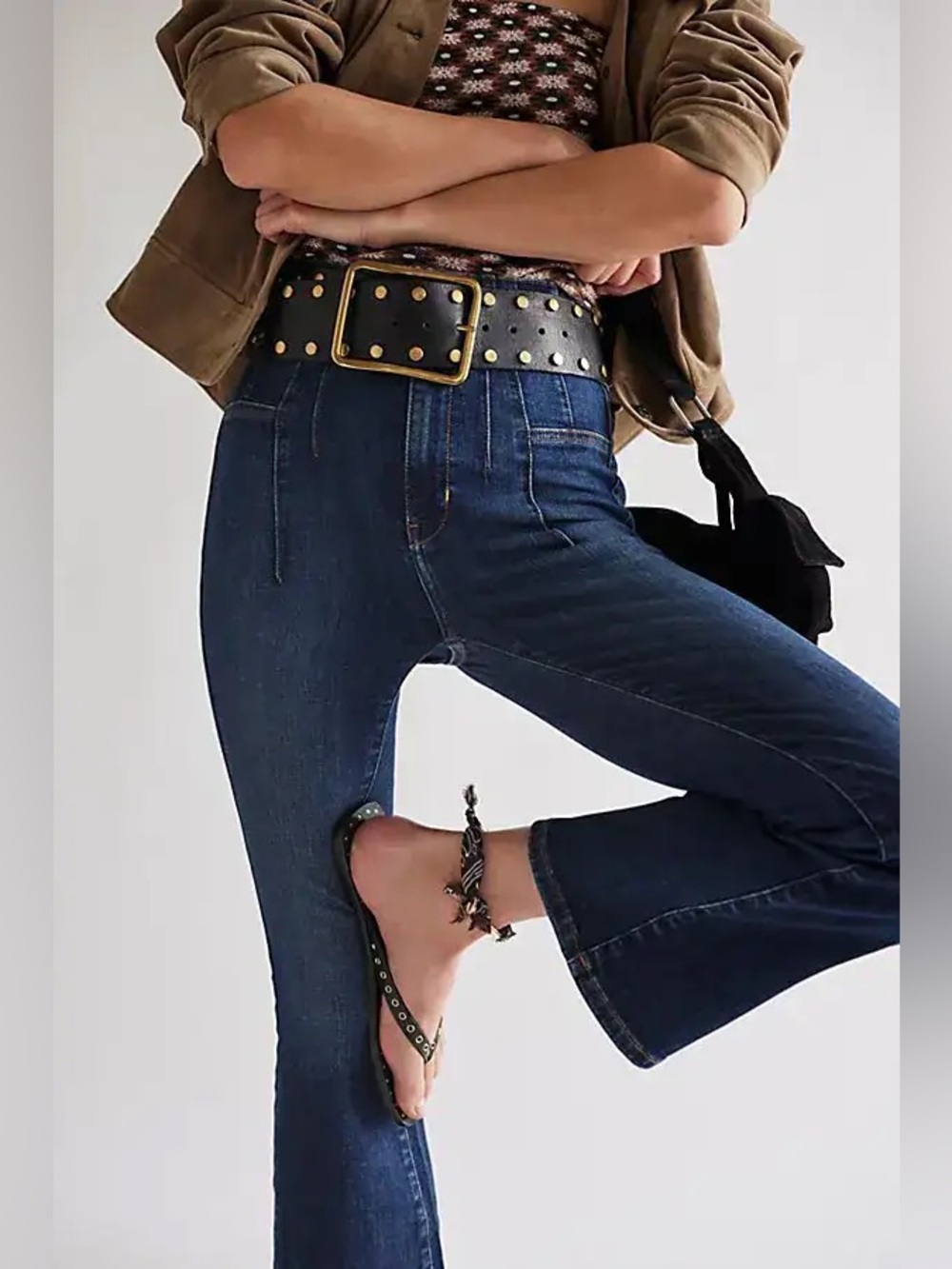 Free People Jayde Crop Flare Tulsa Blue 28 - Picture 4 of 6